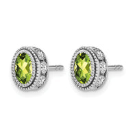 14k White Gold Oval Peridot and Diamond Earrings-EM7093-PE-019-WA