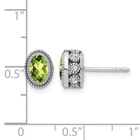14k White Gold Oval Peridot and Diamond Earrings-EM7093-PE-019-WA