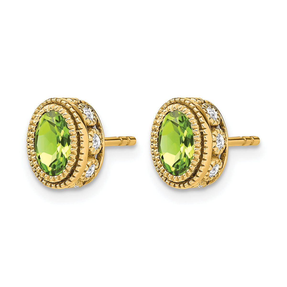 14k Oval Peridot and Diamond Earrings-EM7093-PE-019-YA