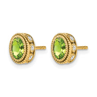 14k Oval Peridot and Diamond Earrings-EM7093-PE-019-YA