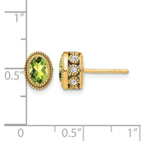 14k Oval Peridot and Diamond Earrings-EM7093-PE-019-YA