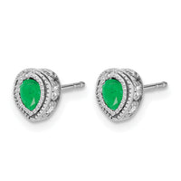 14k White Gold Emerald and Diamond Earrings-EM7094-EM-015-WA