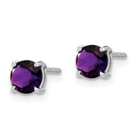 14k White Gold Round Amethyst Earrings-EM7097-AM-W