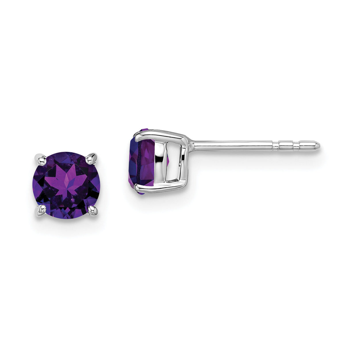 14k White Gold Round Amethyst Earrings-EM7097-AM-W