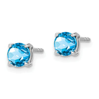 14k White Gold Round Blue Topaz Earrings-EM7097-BT-W