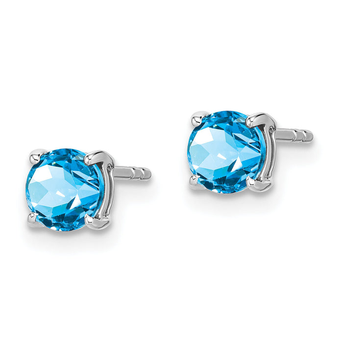 14k White Gold Round Blue Topaz Earrings-EM7097-BT-W