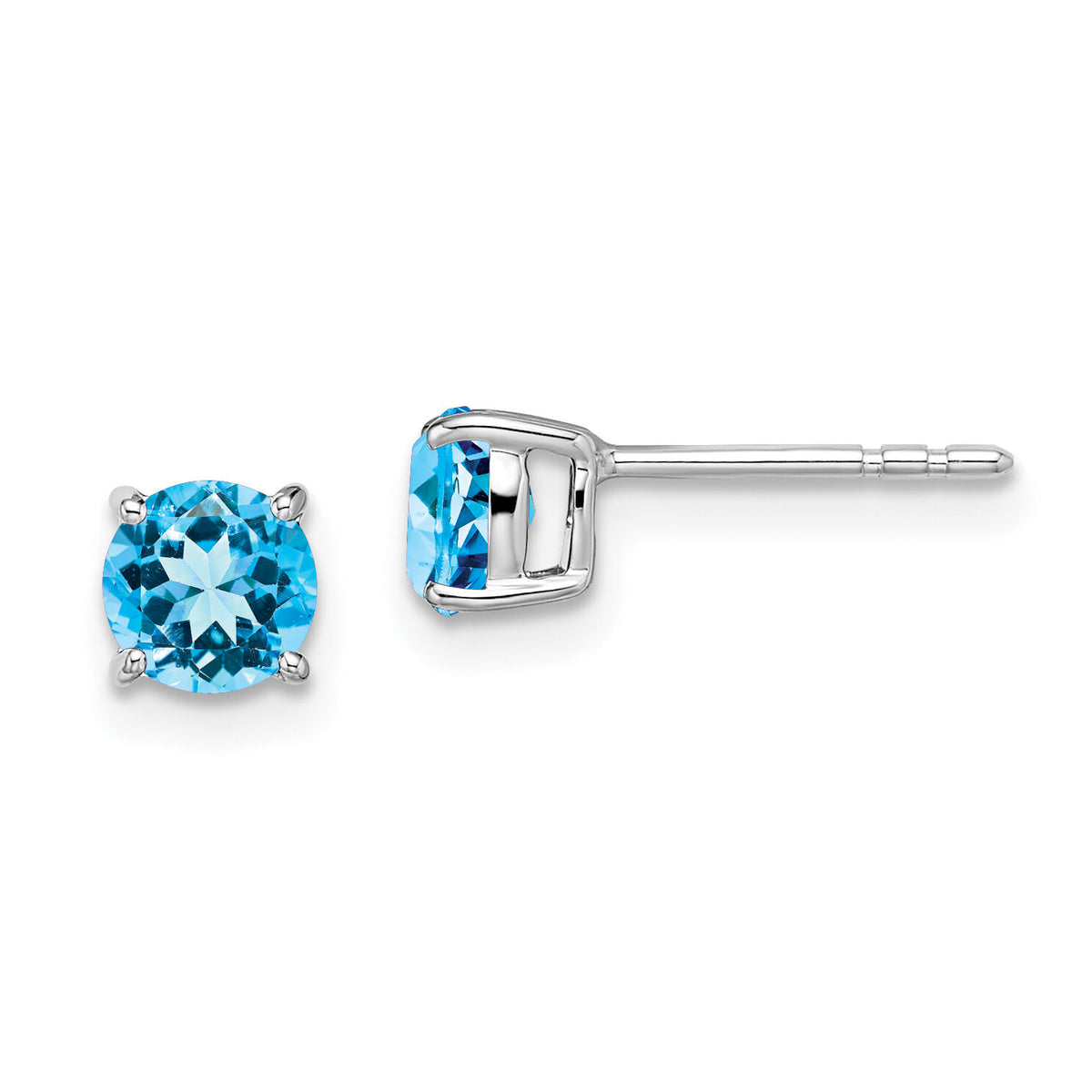 14k White Gold Round Blue Topaz Earrings-EM7097-BT-W