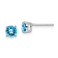 14k White Gold Round Blue Topaz Earrings-EM7097-BT-W