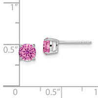 14k White Gold Round Created Pink Sapphire Earrings-EM7097-CPS-W