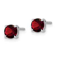 14k White Gold Round Garnet Earrings-EM7097-GA-W