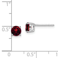 14k White Gold Round Garnet Earrings-EM7097-GA-W