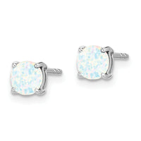 14k White Gold Round Created Opal Earrings-EM7097-OP-W