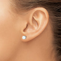 14k White Gold Round Created Opal Earrings-EM7097-OP-W