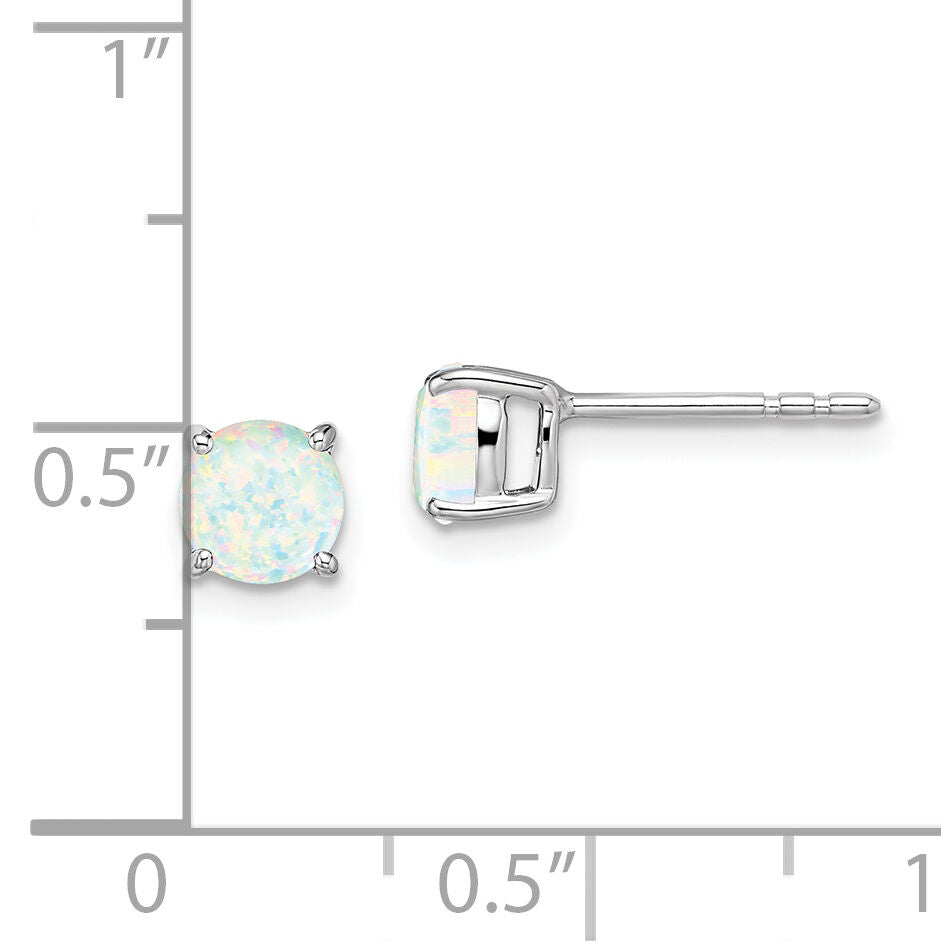 14k White Gold Round Created Opal Earrings-EM7097-OP-W