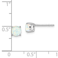 14k White Gold Round Created Opal Earrings-EM7097-OP-W