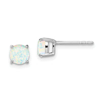 14k White Gold Round Created Opal Earrings-EM7097-OP-W