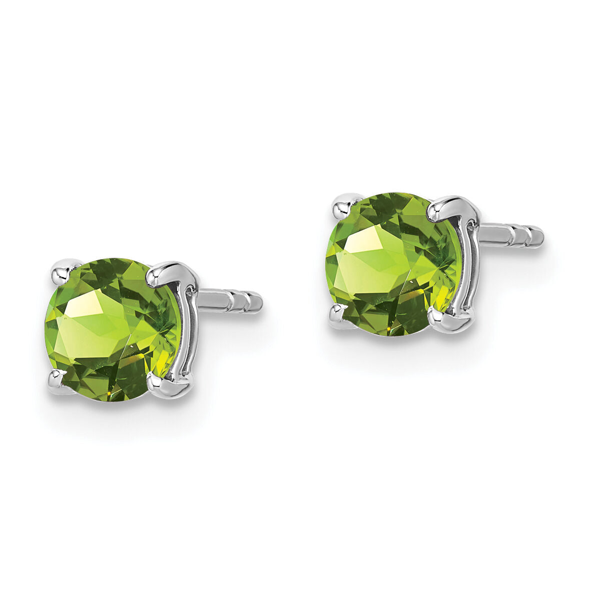 14k White Gold Round Peridot Earrings-EM7097-PE-W
