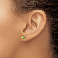 14k White Gold Round Peridot Earrings-EM7097-PE-W