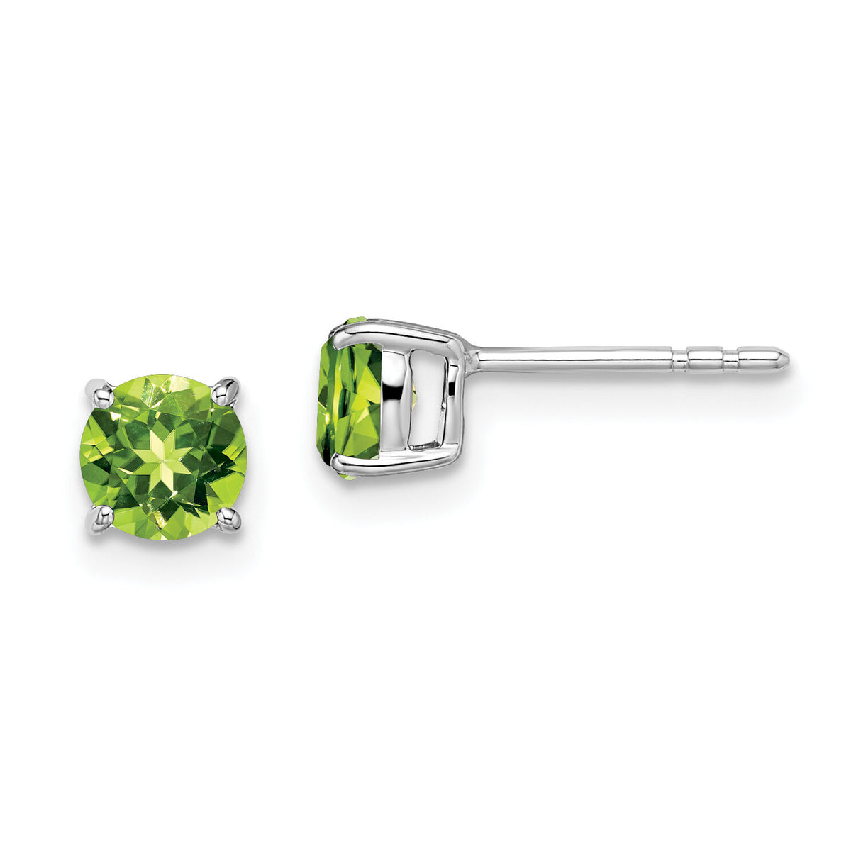 14k White Gold Round Peridot Earrings-EM7097-PE-W