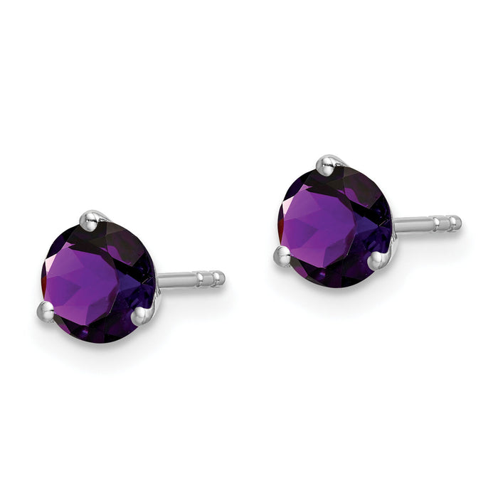 14k White Gold Round Amethyst Earrings-EM7098-AM-W
