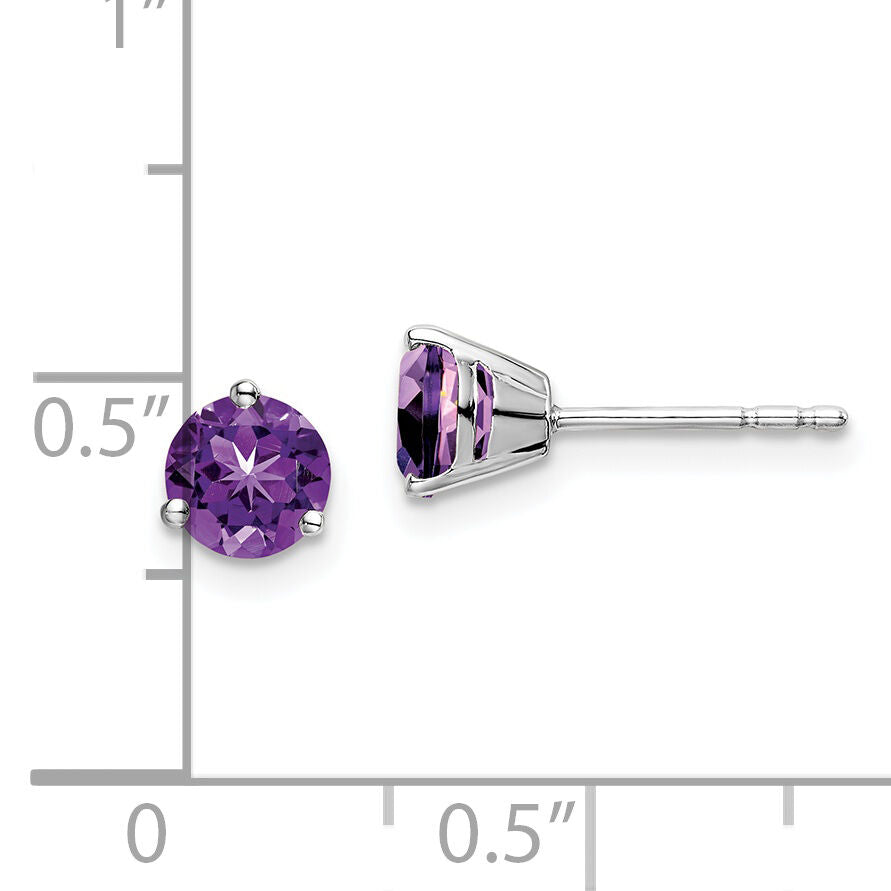 14k White Gold Round Amethyst Earrings-EM7098-AM-W