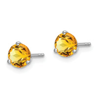 14k White Gold Round Citrine Earrings-EM7098-CI-W