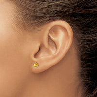 14k White Gold Round Citrine Earrings-EM7098-CI-W