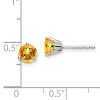 14k White Gold Round Citrine Earrings-EM7098-CI-W