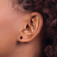14k White Gold Round Garnet Earrings-EM7098-GA-W