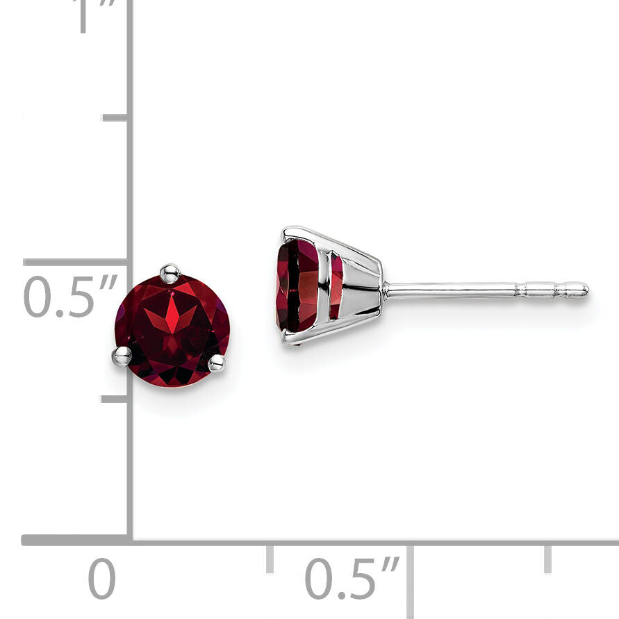 14k White Gold Round Garnet Earrings-EM7098-GA-W