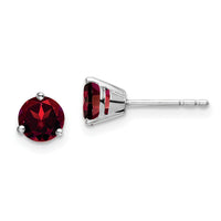 14k White Gold Round Garnet Earrings-EM7098-GA-W