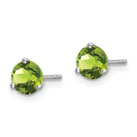 14k White Gold Round Peridot Earrings-EM7098-PE-W
