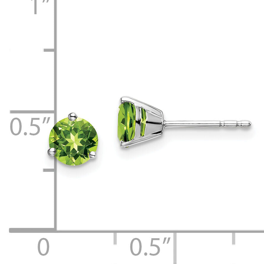 14k White Gold Round Peridot Earrings-EM7098-PE-W