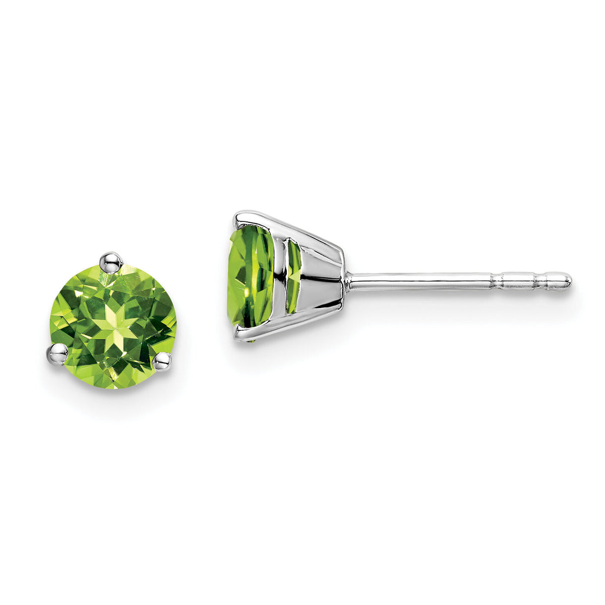 14k White Gold Round Peridot Earrings-EM7098-PE-W