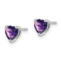 14k White Gold Heart Amethyst Earrings-EM7099-AM-W