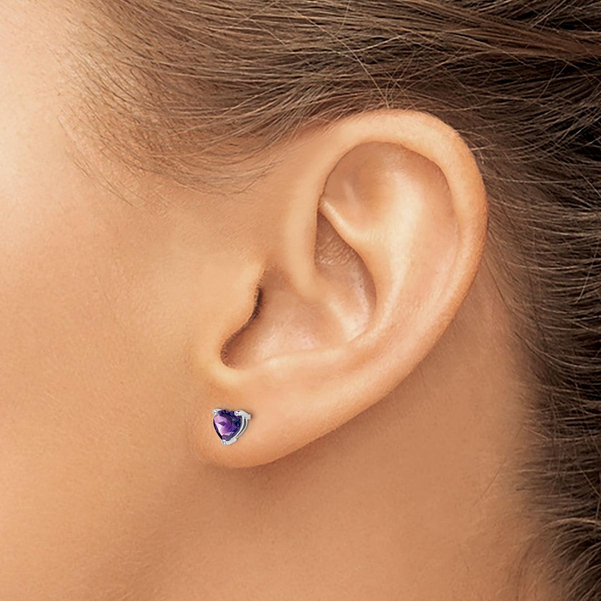 14k White Gold Heart Amethyst Earrings-EM7099-AM-W