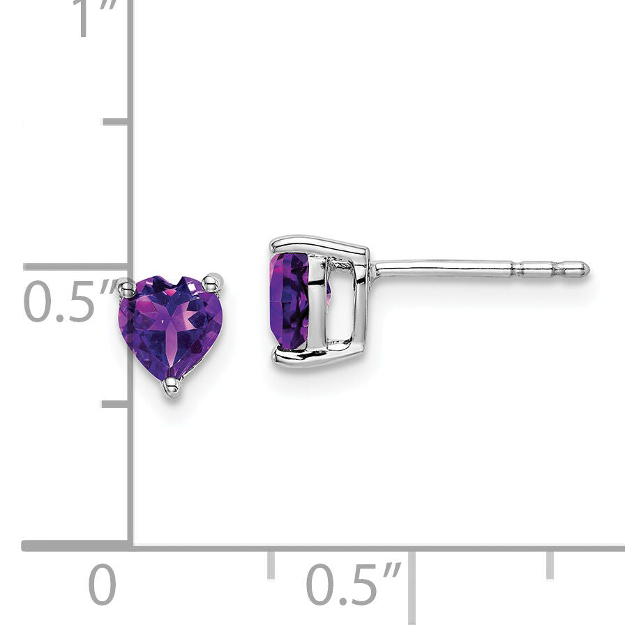 14k White Gold Heart Amethyst Earrings-EM7099-AM-W