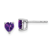 14k White Gold Heart Amethyst Earrings-EM7099-AM-W