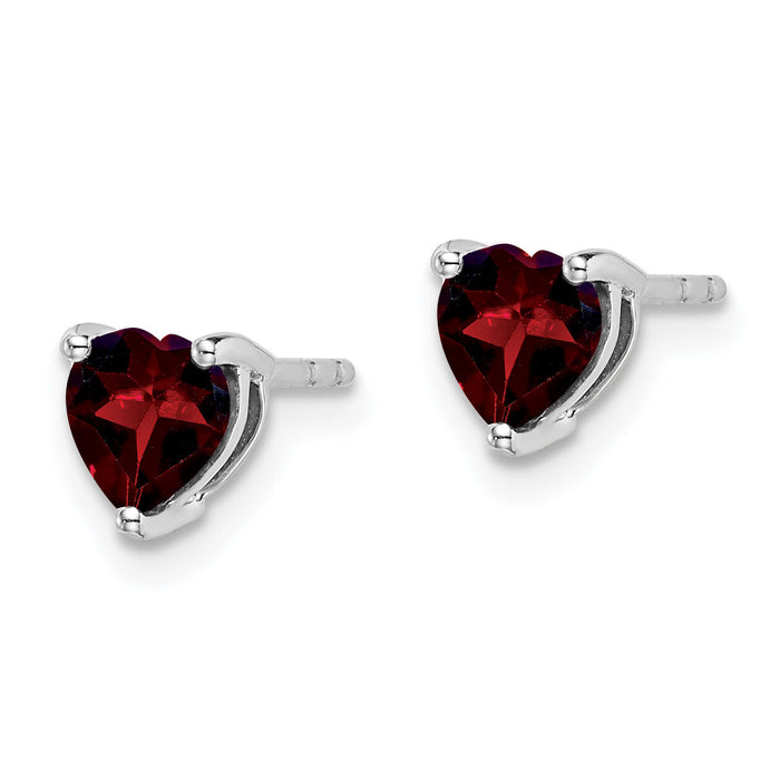14k White Gold Heart Garnet Earrings-EM7099-GA-W