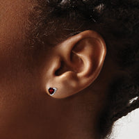 14k White Gold Heart Garnet Earrings-EM7099-GA-W