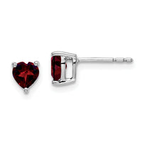 14k White Gold Heart Garnet Earrings-EM7099-GA-W
