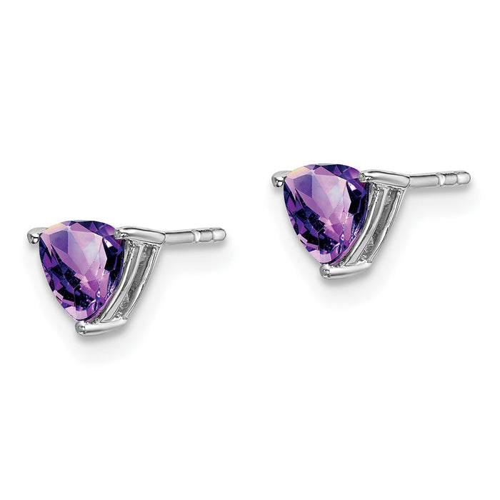 14k White Gold Trillion Amethyst Earrings-EM7100-AM-W