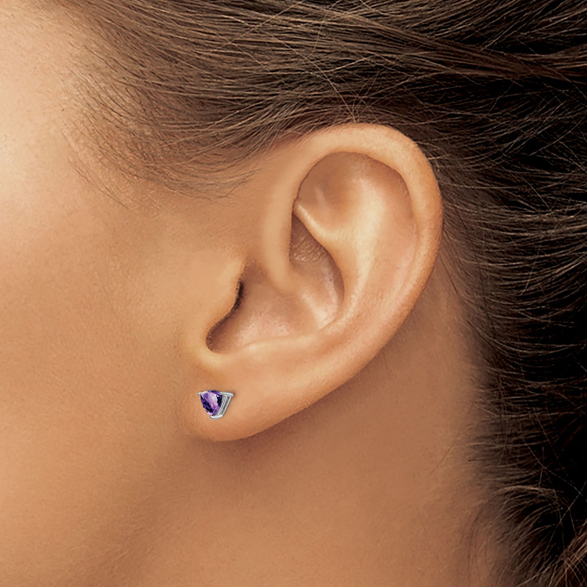 14k White Gold Trillion Amethyst Earrings-EM7100-AM-W