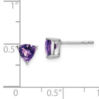 14k White Gold Trillion Amethyst Earrings-EM7100-AM-W