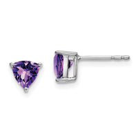 14k White Gold Trillion Amethyst Earrings-EM7100-AM-W