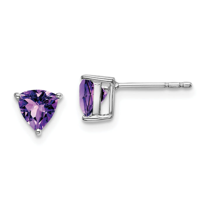 14k White Gold Trillion Amethyst Earrings-EM7100-AM-W