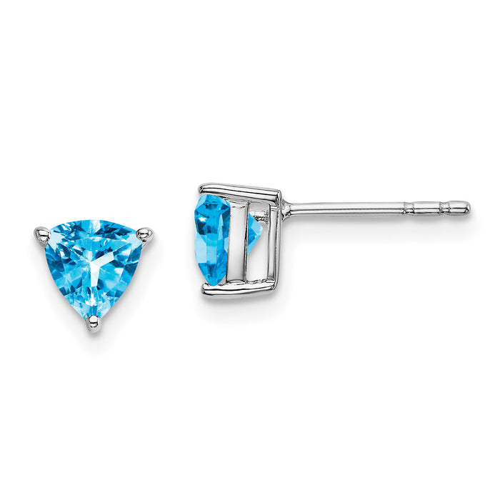 14k White Gold Trillion Blue Topaz Earrings-EM7100-BT-W
