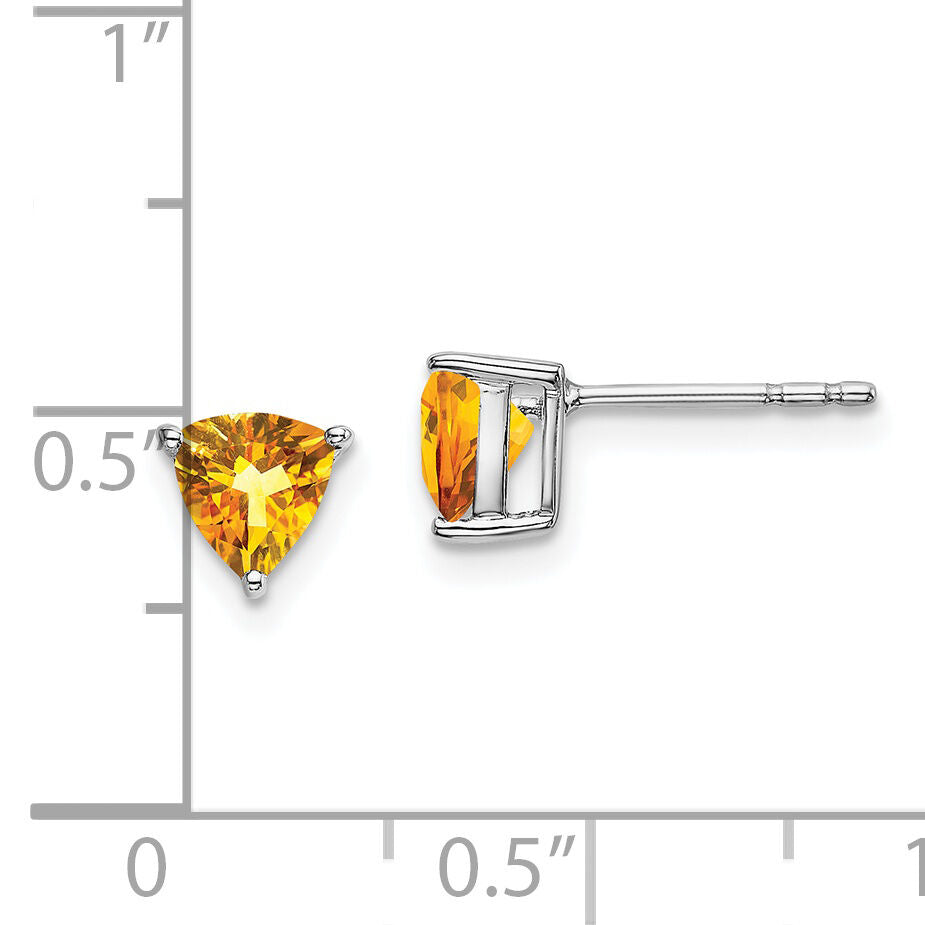 14k White Gold Trillion Citrine Earrings-EM7100-CI-W