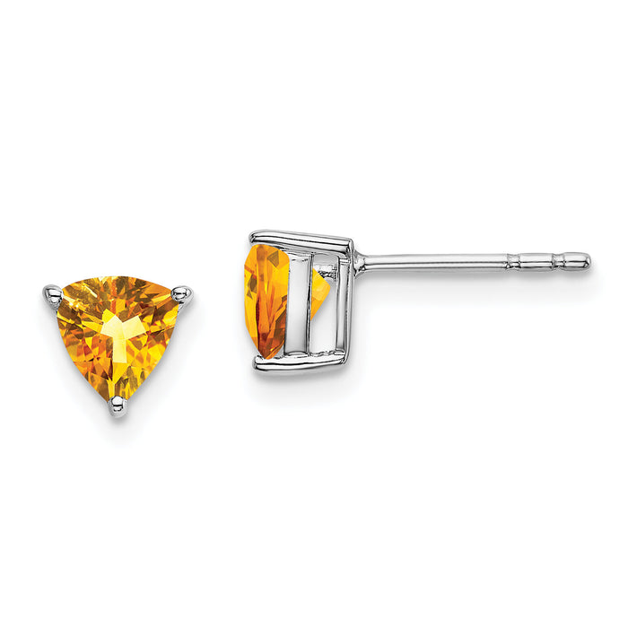 14k White Gold Trillion Citrine Earrings-EM7100-CI-W