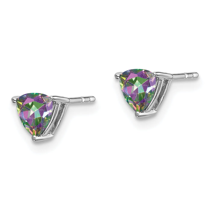 14k White Gold Trillion Mystic Fire Topaz Earrings-EM7100-FT-W